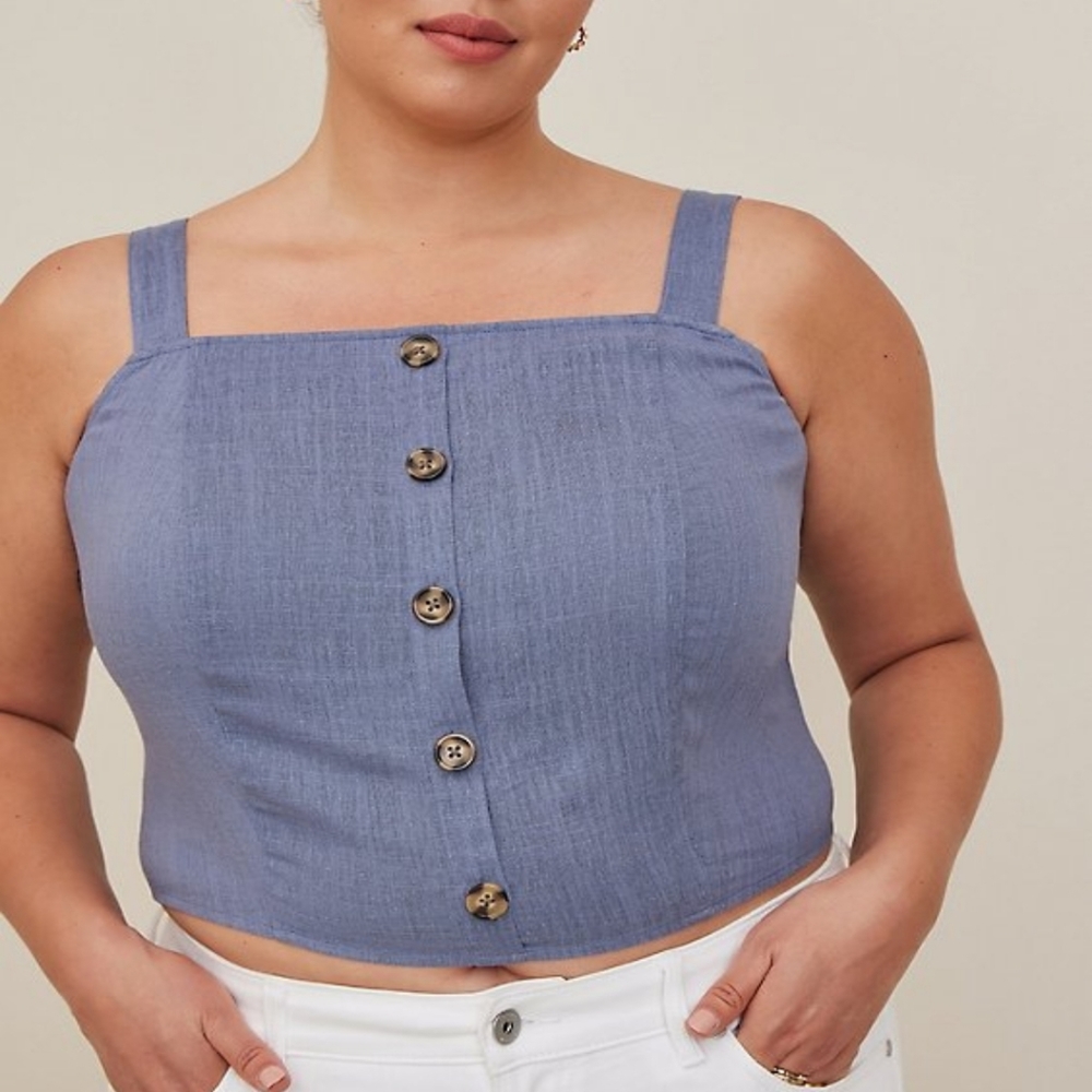 Torrid Linen button crop top